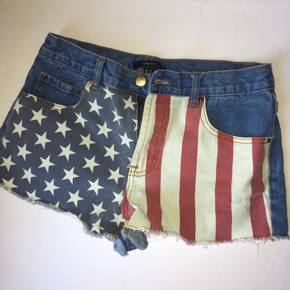 American Flag Denim Shorts - Picture 2 of 3